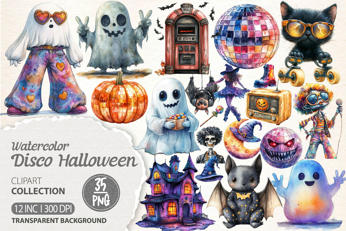 Disco Halloween Clipart PNG, an Illustration by Dream Creation (Photo 1 of 7)
