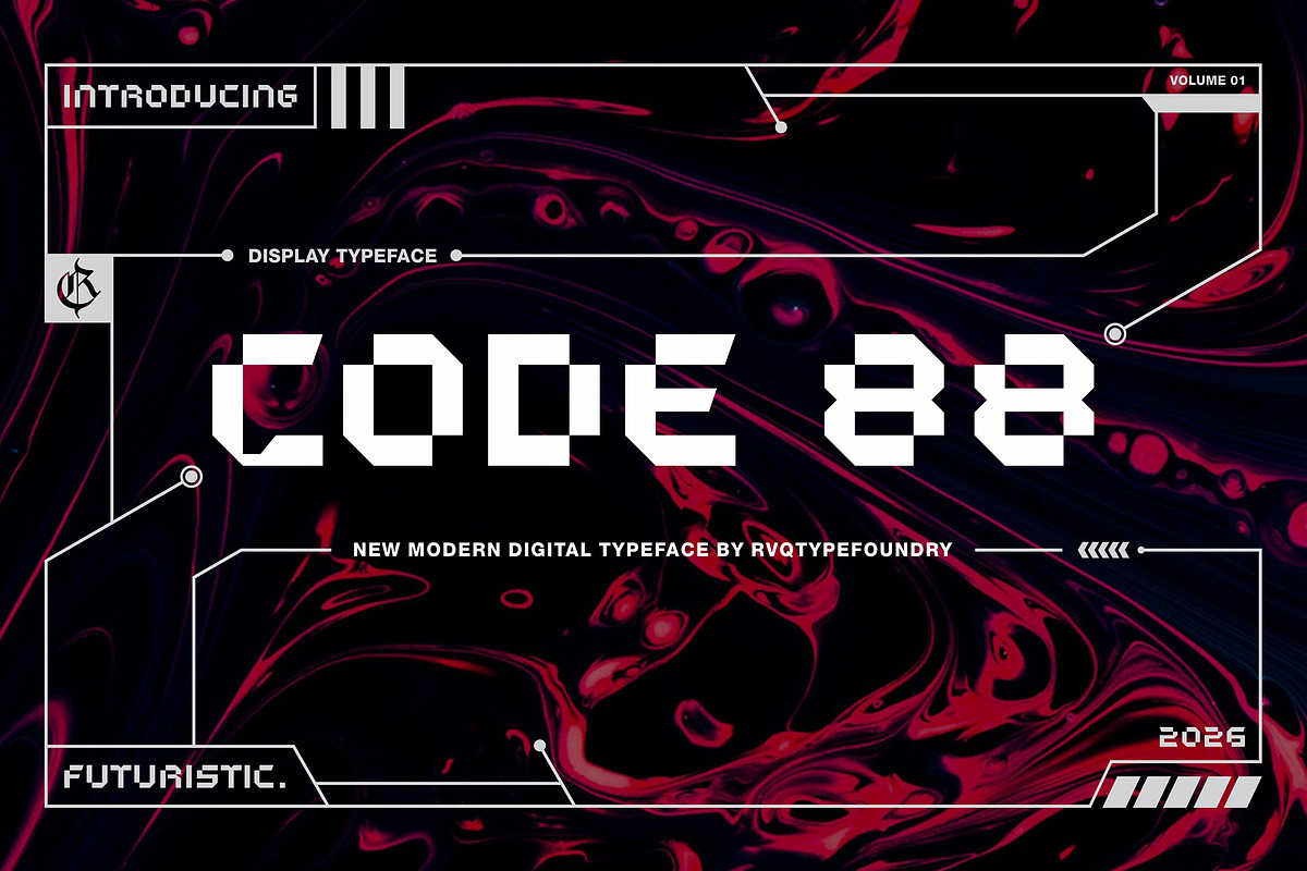 Code 88 futuristic font, a Symbol Font by Rvq Type Foundry (Photo 1 of 5)