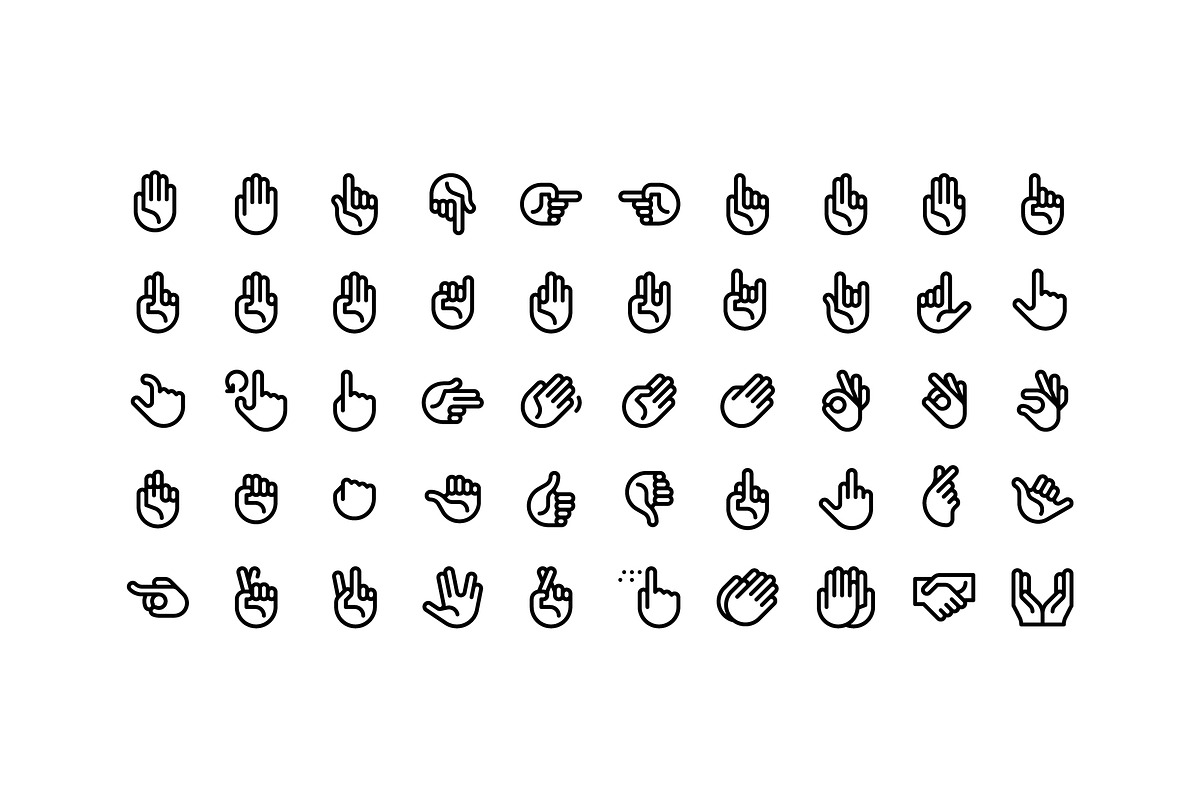 50 Hand Gestures, an Outline Icon by Side Project (Photo 2 of 7)