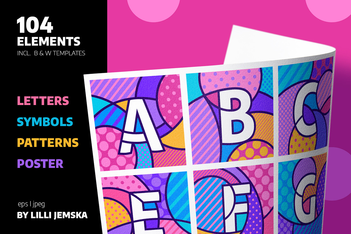 ABC ALPHABET Pop Art Graphic Bundle, a Decorative Illustration by Lilli Jemska Studio (Photo 9 of 9)