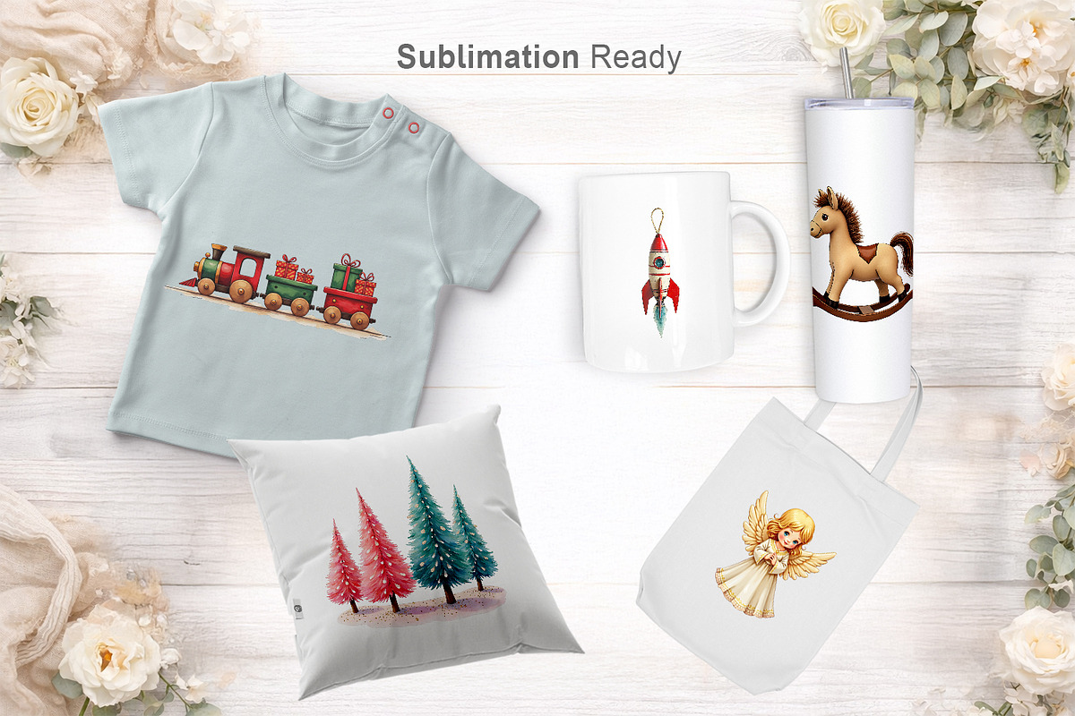 Retro Christmas Toys Watercolor PNG, an Illustration by Artnoy (Photo 7 of 8)