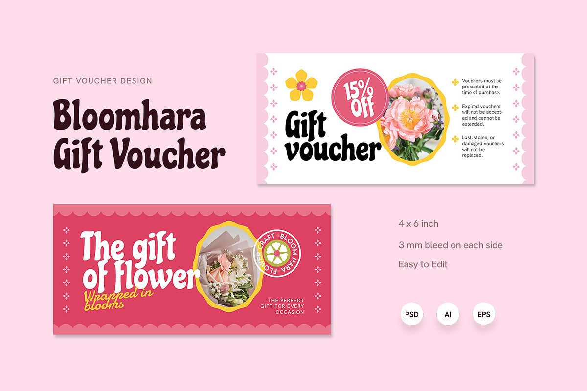 Bloomhara - Gift Voucher, a Card Template by Fannan Studio (Photo 3 of 3)