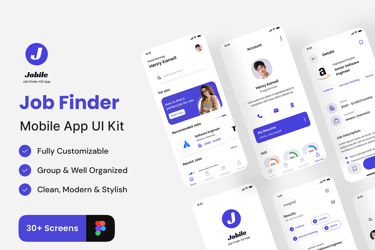 Job Finder App Ui Kit, an App Template by Zee UI (Photo 1 of 4)