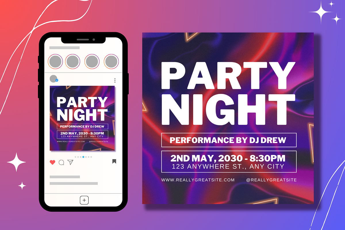 Vibrant Party Night Social Media, a Social Media Template by TemplateCastleStore (Photo 4 of 9)