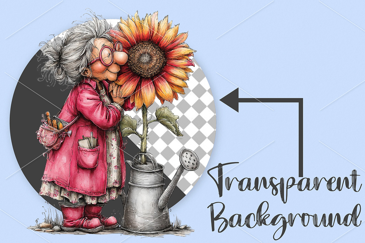 Summer Funny Grandma Clipart PNG, a Seasonal Illustration by Canvas Craft (Photo 2 of 6)