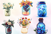 Flower in Jar Sublimation Clipart, an Illustration by Watercolor design (Thumbnail 3 of 4)