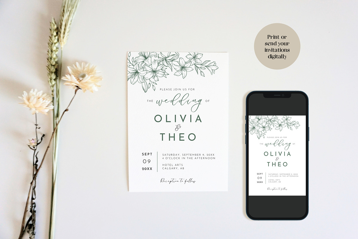 Elegant Wedding Invitation Template, an Invitation Template by Cottontail Paper Shop (Photo 3 of 7)