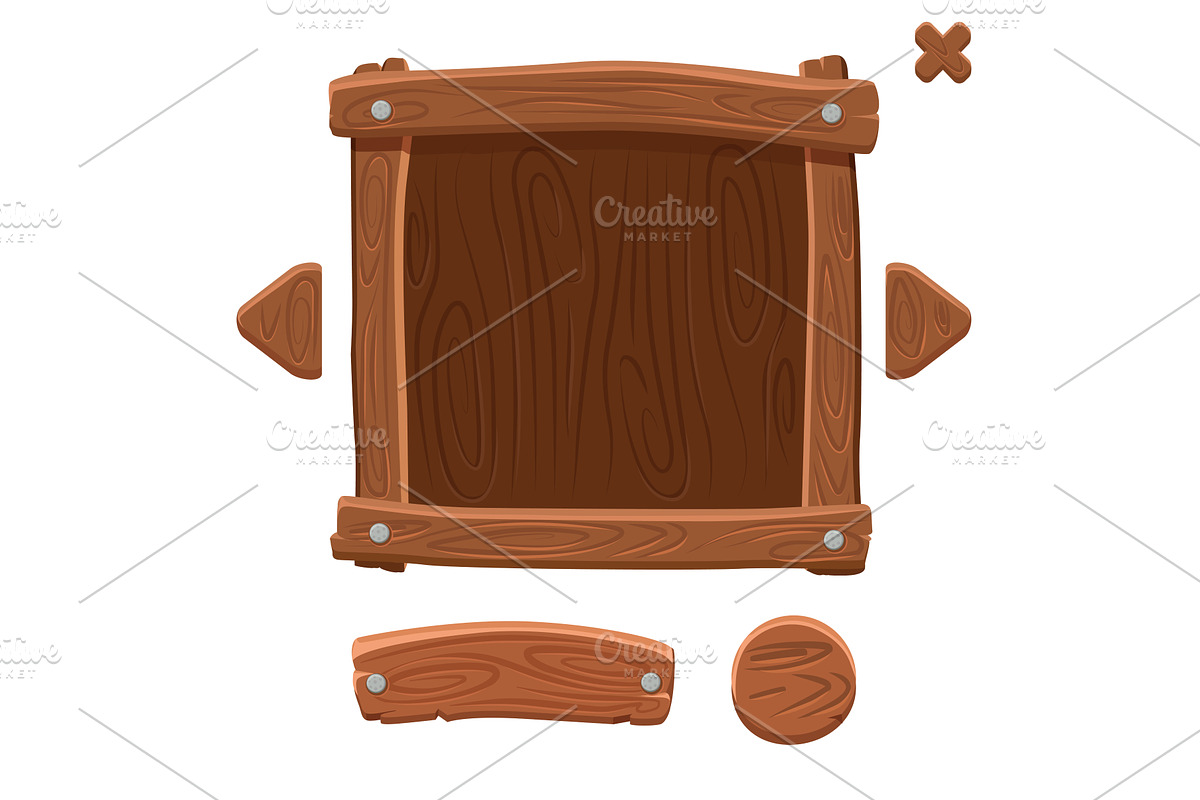 Wooden game buttons and banners, a Graphic by BabySofja