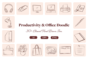Work Office Doodle Icon Bundle, an Object Graphic by Artnivora.Std