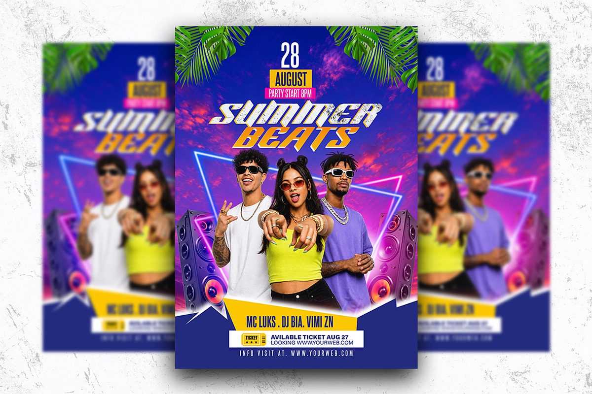 Summer Beats Party PSD Flyer, a Flyer Template by Shajib Shikder (Photo 2 of 2)