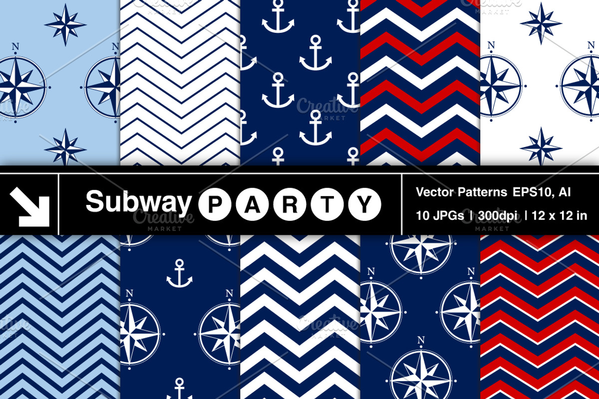 Vector Nautical Patterns, a Pattern Graphic by SubwayParty