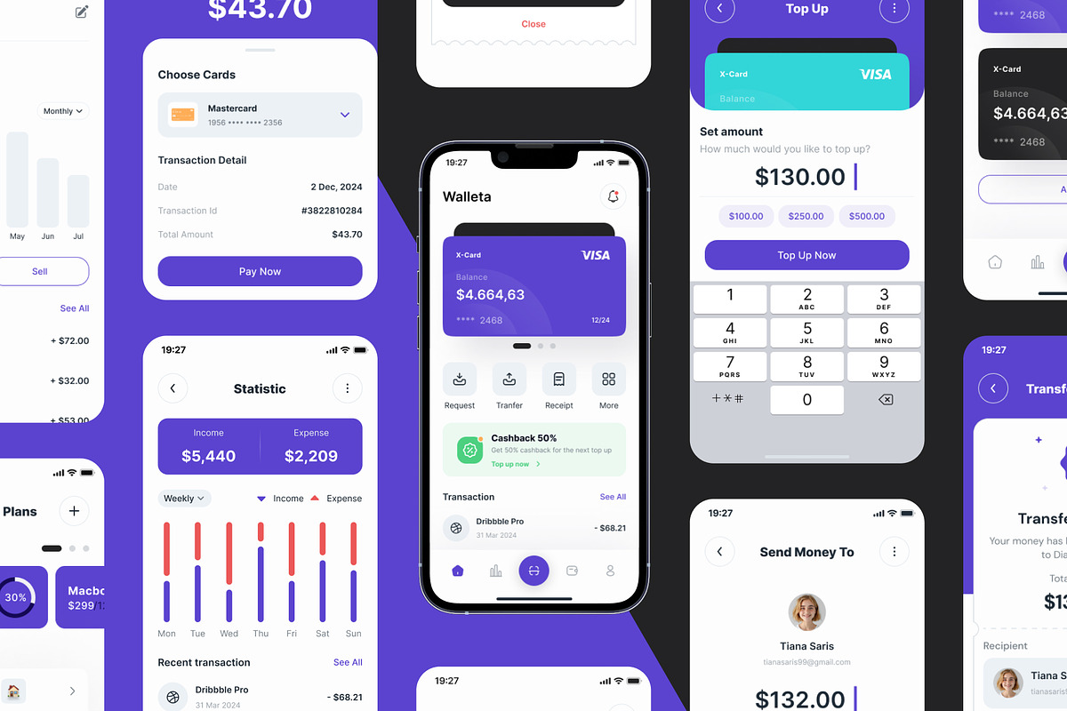 Walleta - Digital Wallet App Ui Kits, an UI Kit Template by Minialis (Photo 5 of 6)