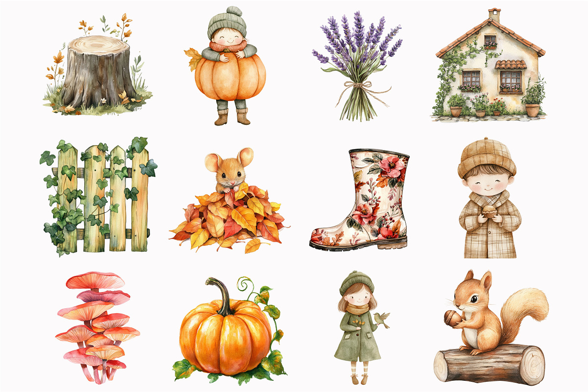 Pumpkin Spice Watercolor Clipart, an Illustration by Design Market (Photo 2 of 5)