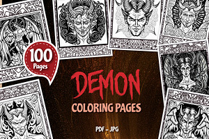 Demon Coloring Pages Set 100 Pages