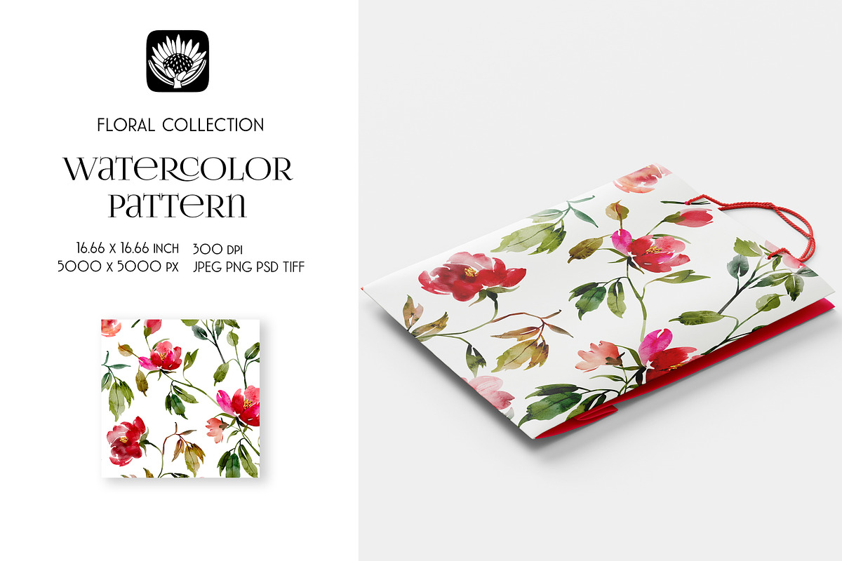 Watercolor Floral Pattern, a Pattern Graphic by PROTEA Watercolor Studio (Photo 3 of 9)