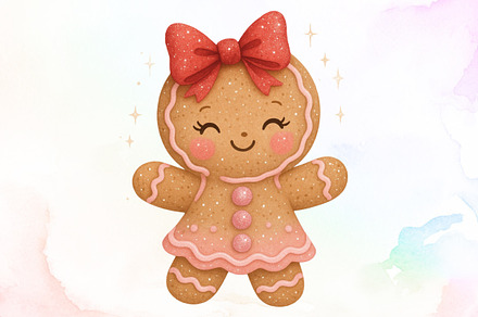 Cute Christmas Png Girly Gingerbread, an Illustration by Sublimation Artist