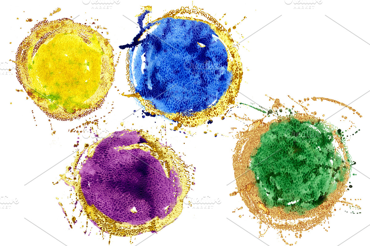 Watercolor brush strokes with gold, a Decorative Illustration by Watercolor fantasy (Photo 2 of 6)