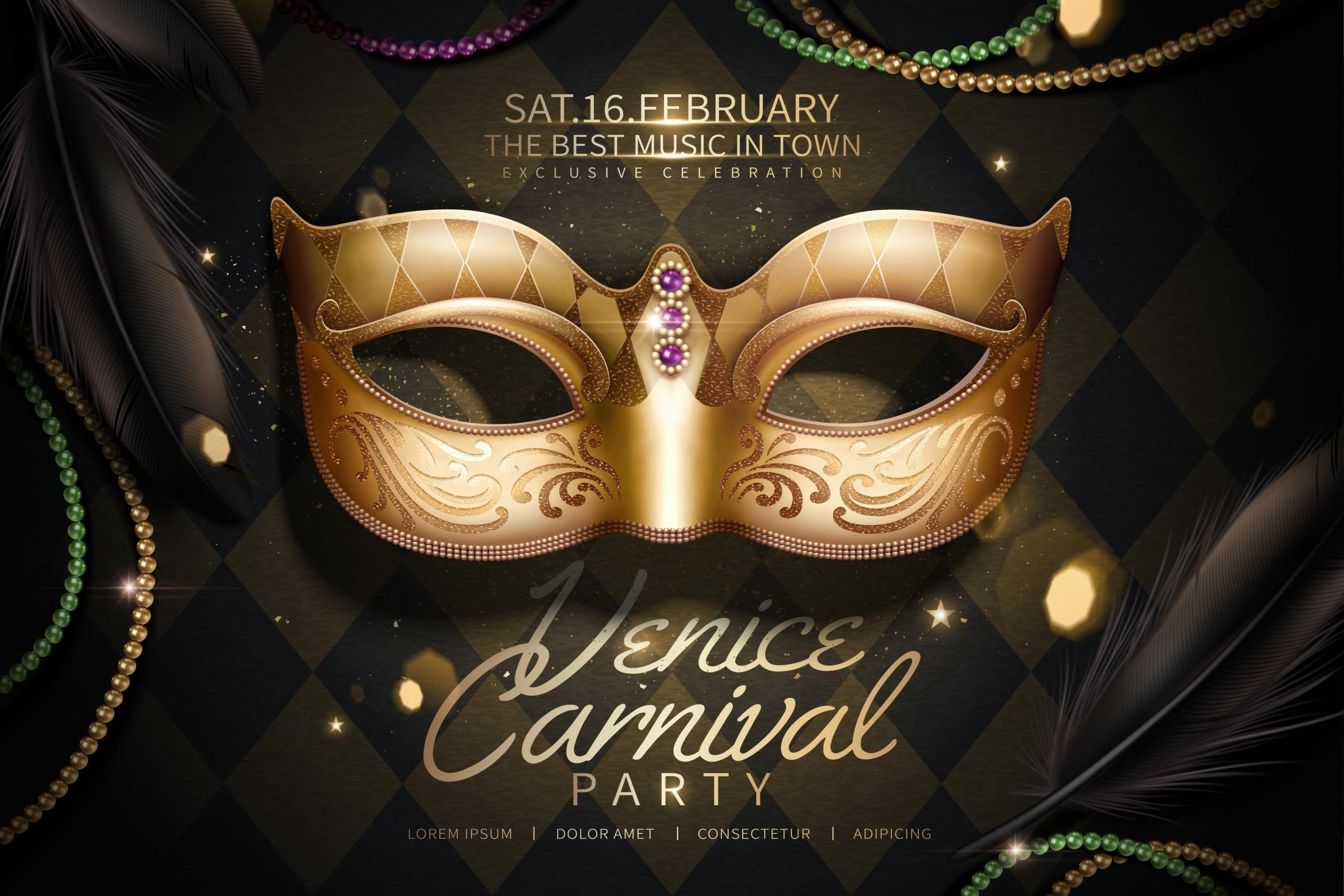 Venice carnival party design | Decorative Illustrations ~ Creative Market