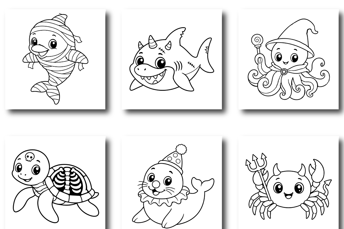 Halloween Cutie Ocean Animals Color, a Seasonal Illustration by Design Zone (Photo 4 of 5)