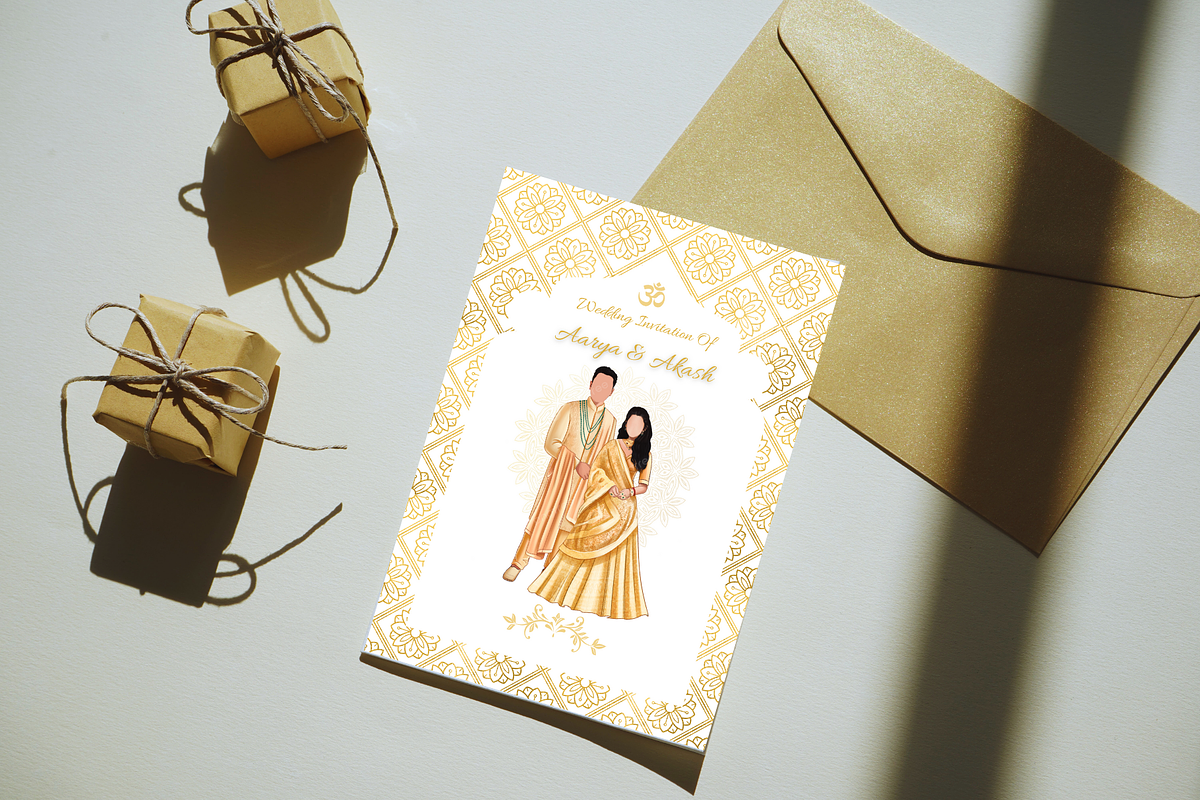 Gold Indian Wedding Invitation Card, a Print Template by TheSimplySereneShop (Photo 3 of 8)