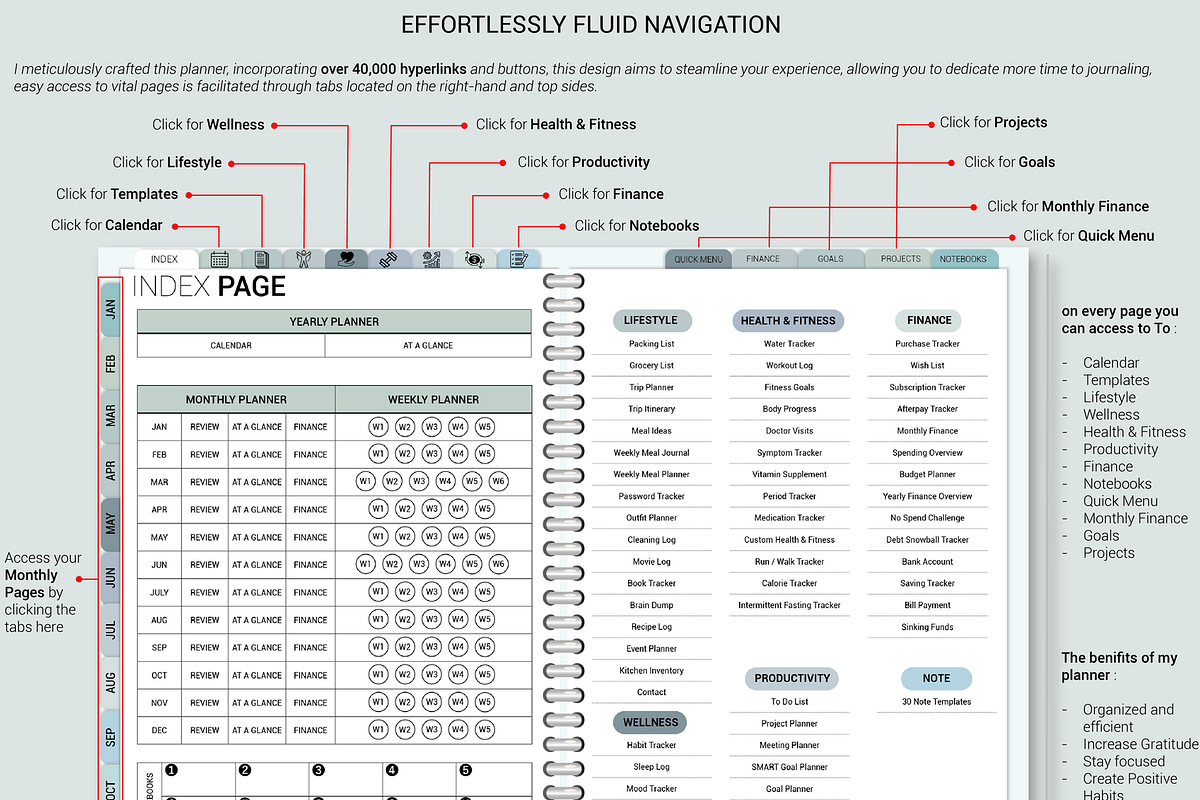 Ultimate Digital Planner Blue Editio, a Branding & Logo Template by Plamarplanners (Photo 5 of 10)