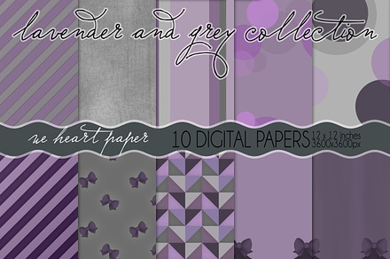 Lavender and Grey Digital Papers