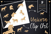 Gold glitter unicorn clip art, a Graphic by ConfettiBears (Thumbnail 1 of 5)