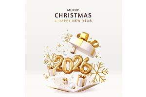 Christmas and New Year 2026 greeting, an Object Illustration by ModVector
