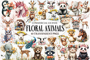 Floral Animals Clipart, an Illustration by Designworld (Thumbnail 1 of 6)