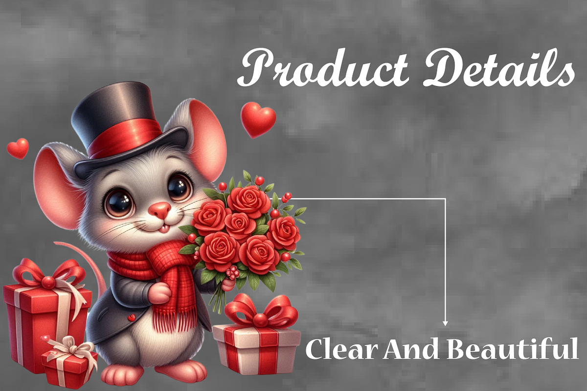 Valentine Cute Mouse Clipart Bundle, a Seasonal Illustration by Craft Nest (Photo 3 of 5)