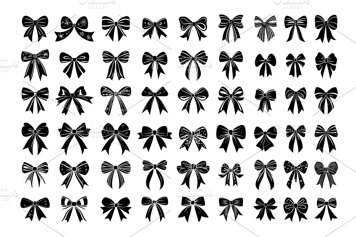 Black decorative bows icons. Favor, an Object Illustration by Stock-Smart-Start