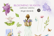 BLOOMING SEASON watercolor clipart, a Seasonal Illustration by long summer (Thumbnail 3 of 15)