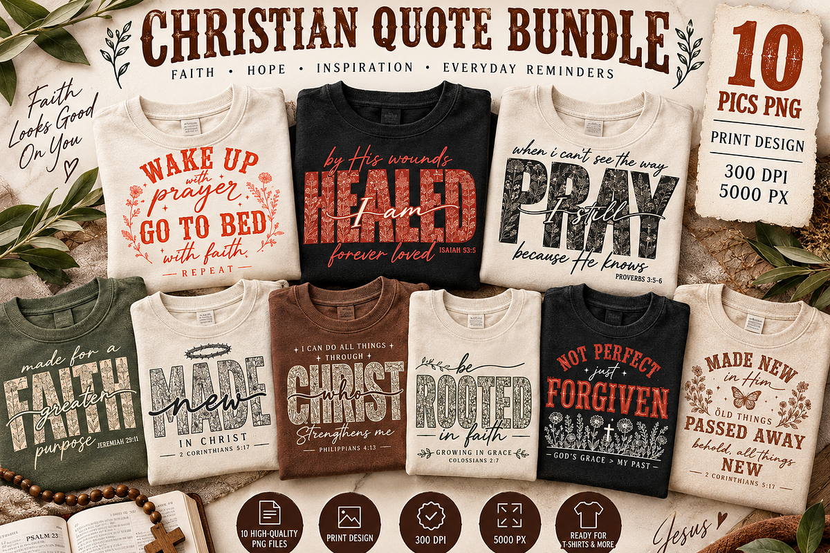 Christian Quote PNG Bundle 10 pics, a Decorative Illustration by ElDesignState (Photo 1 of 7)