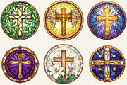 Christian Cross Stained Glass Clipar, an Illustration by OK Design (Thumbnail 5 of 5)