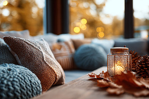 Cozy living room decorated for summer with warm tones and inviting atmosphere, a Photo by AlyaAnd