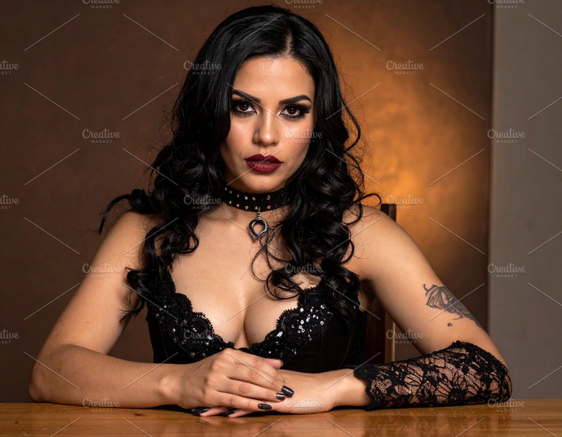 beautiful young goth woman portrait AI generated, a Photo by WorldOfPhotos