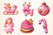 Christmas Pink Gingerbread Clipart, a Work Illustration by Dream Creation (Thumbnail 2 of 5)