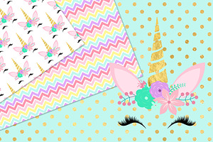 Unicorn Faces Digital Paper