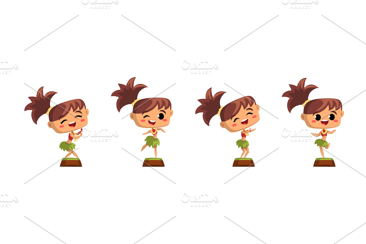 Dancing Hawaiian Girl Character in, a Person Illustration by TopVectors