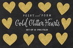 Hand Drawn Gold Glitter Hearts