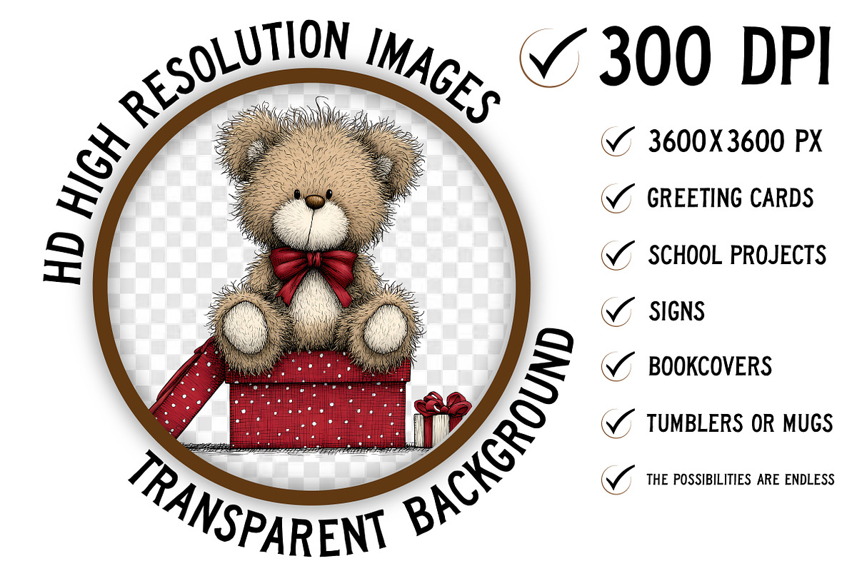 Christmas Teddy Bear Clipart, an Illustration by Craft Nest (Photo 2 of 11)