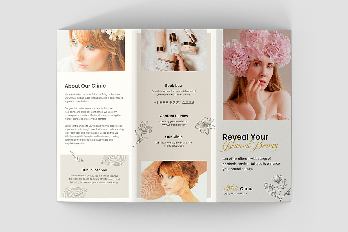 Beauty Clinic Brochure Trifold Canva, a Brochure Template by artbart (Photo 3 of 9)