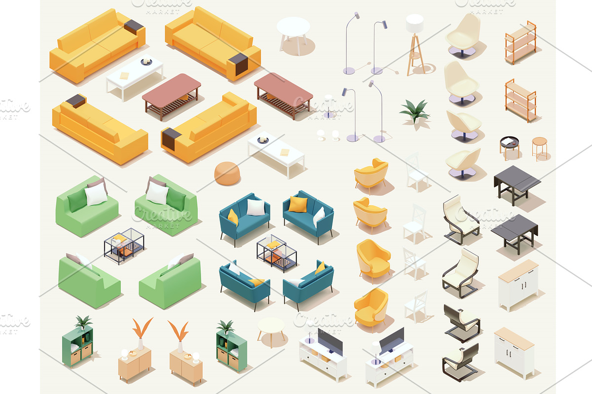 Vector home furniture and equipment, an Object Graphic by tele52 (Photo 1 of 12)