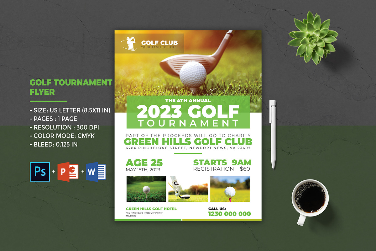 Golf Tournament Flyer Template, a Flyer Template by Designscozy (Photo 1 of 5)
