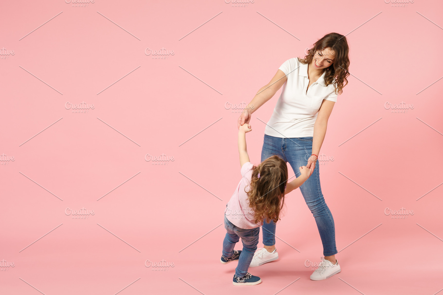 Woman in light clothes have fun with stock photo containing baby and casual, a Person Photo by ViDi Studio