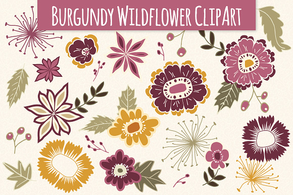 Wildflower Elements in Burgundy preview 3