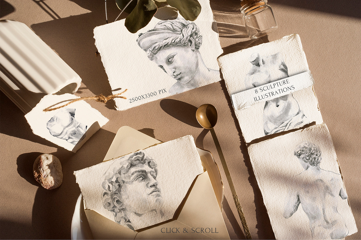 White Antique Aesthetics Watercolor, a Texture Illustration by Cat In Colour (Photo 3 of 10)