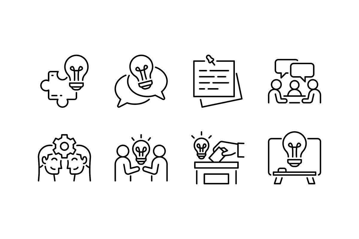 Brainstorming Icon Set, an Outline Icon by Eklip Studio (Photo 2 of 3)