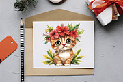 Funny Summer Cat Watercolor Clipart, an Illustration by RobertsArt (Thumbnail 6 of 7)