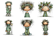 Quirky Holly Girl Clipart, an Illustration by DreamArtGraphic (Thumbnail 5 of 5)
